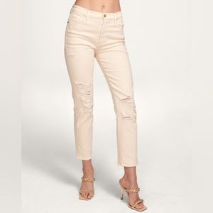 RAMY BROOK - Cream/Natural Ripped/Distressed Straight Leg Jean - Size 23